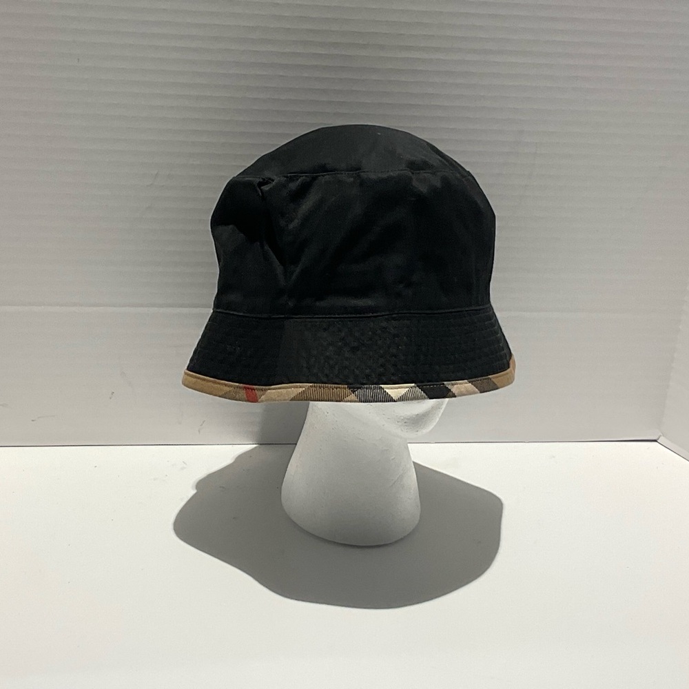 Burberry Bucket Rain Hat with Plaid Trim